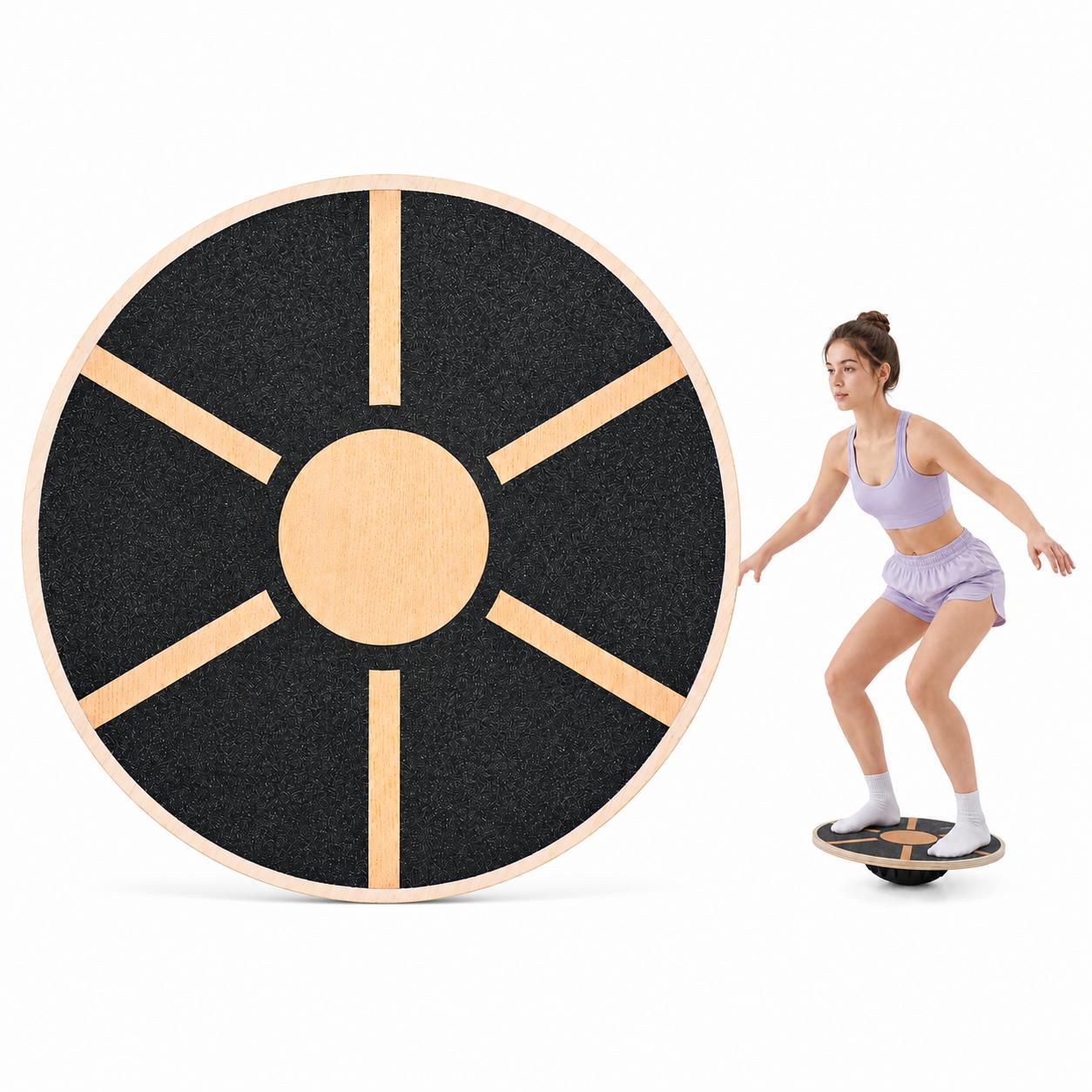 Pilates Yoga Gifts - Rutschfestes Holz-Balanceboard, Wobble-Trainer für Rumpfstärke, Stabilitätsübungen,