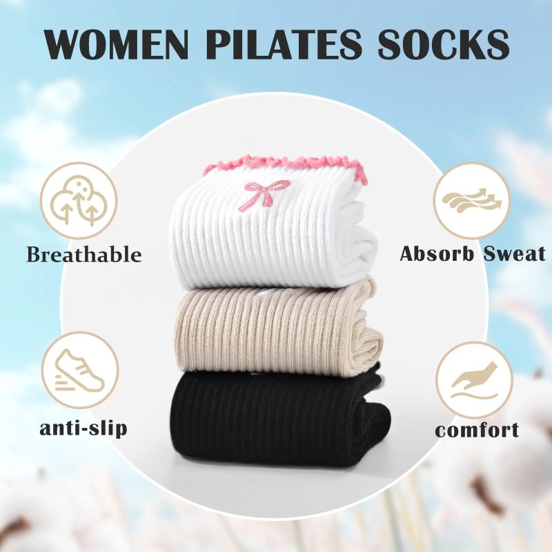 Pilates & Yoga Unleashed International Academy Yonkers - Professionelle Yoga-Socken, Baumwoll-Riemen mit Silikon-Antirutschbeschichtung für