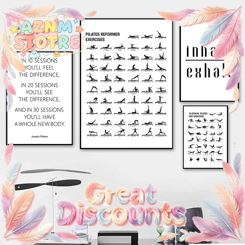 Pilates Yoga Gifts - Pilates-Workout-Poster Leinwanddrucke Yoga-Raum Wanddekoration, Pilates-Geschenk Bodybuilding-Leitfaden
