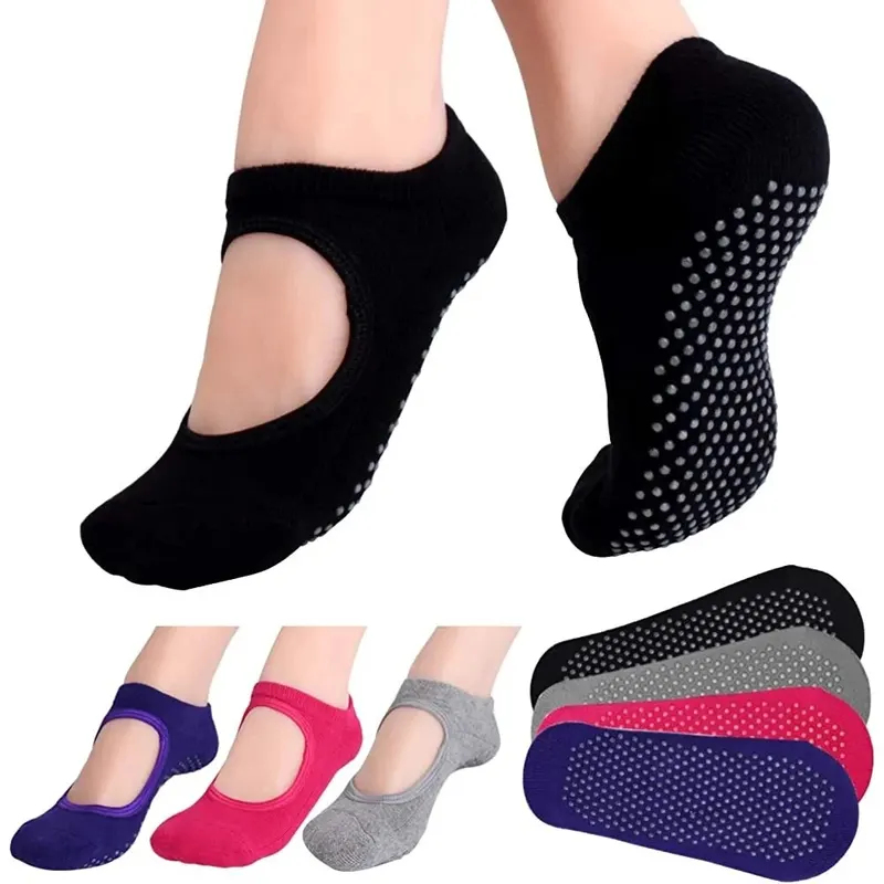 Pilates Yoga Sport - Rückenfreie, rutschfeste Fitness-Yoga-Socken aus Baumwolle für