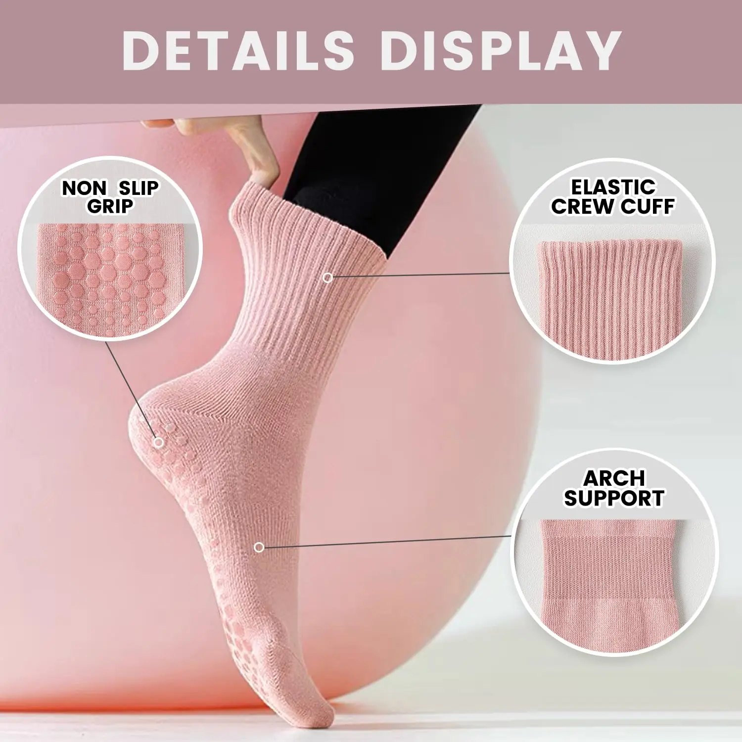 4 Paar Damen-Yoga-Socken, einf – Pilates & Yoga Unleashed International Academy Yonkers Bewertung und Preis